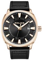 Police Undaunted Black Leather Strap Watch