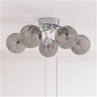 Argos Home Smoke Ribbed Globe Glass Ceiling Light - Chrome