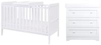 Tutti Bambini Rio Cot Bed and Dresser Nursery Set - White