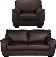 Argos Home Milano Leather Chair & 3 Seater Sofa - Chocolate