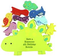 Personalised Message Free Text Wooden Dinosaur Stacker