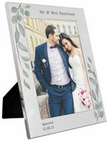 Personalised Message Botanical Photo Frame -Silver - 22x17cm