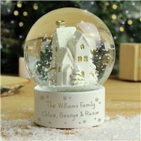 Personalised Message Village Glitter Christmas Snow Globe