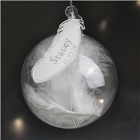 Personalised Message Feather Glass Christmas Bauble - Clear