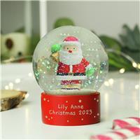 Personalised Message Red Santa Christmas Snow Globe