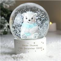 Personalised Message White Polar Bear Christmas Snow Globe