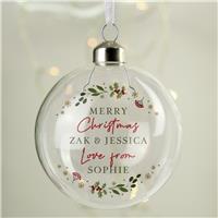 Personalised Message Glass Christmas Bauble - Clear