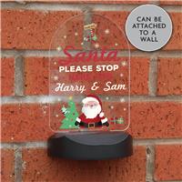 Personalised Message Christmas Santa Stop here Solar Light