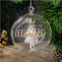 Personalised Message Gold Glitter Christmas Bauble - Clear