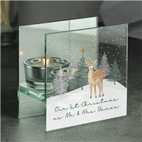 Personalised Message Deer Candle Holder Christmas Decoration