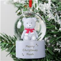 Personalised Message Teddy Bear Glitter Christmas Snow Globe