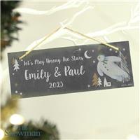 Personalised Message The Snowman Christmas Slate Plaque