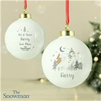Personalised Message The Snowman Christmas Bauble - White