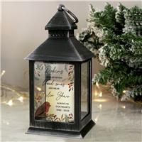 Personalised Message Robins Appear Memorial Black Lantern