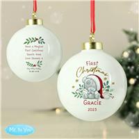 Personalised Message Tiny Tatty First Christmas Bauble-White