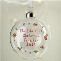 Personalised Message First Christmas Bauble - Clear