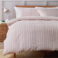 Argos Home Striped Seersucker Pink Bedding Set - Double