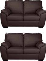 Argos Home Milano Pair of Leather 2 Seater Sofa - Chocolate