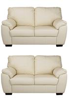Argos Home Milano Pair of Leather 2 Seater Sofa - Ivory