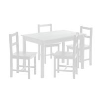 Argos Home Raye Solid Wood Dining Table & 4 White Chairs