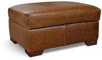 Habitat Eton Leather Storage Ottoman Footstool - Tan
