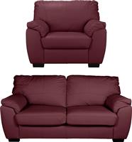 Argos Home Milano Leather Chair and 3 Seater Sofa - Burgundy