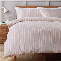 Argos Home Striped Seersucker Pink Bedding Set - King size