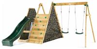 Plum Wooden Climbing Pyramid with Swings