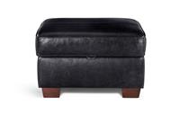 Habitat Salisbury Leather Storage Footstool - Black