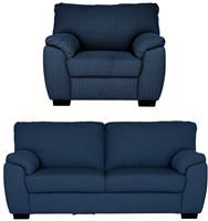 Argos Home Milano Fabric Chair & 3 Seater Sofa - Navy