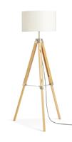 Habitat Lyle Rubber Wood Tripod Floor Lamp - Natural & Cream