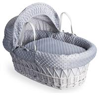 Clair de Lune Grey Dimple Moses Basket With Rocking Stand