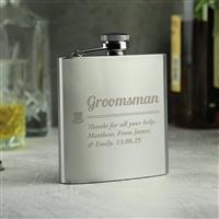 Personalised Message Groomsman Hip Flask - 170ml