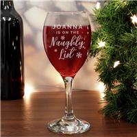 Personalised Message Naughty List Wine Glass