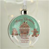 Personalised Message Gingerbread House Christmas Bauble