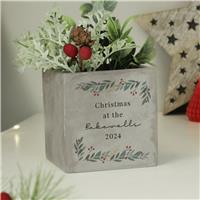 Personalised Message Christmas Foliage Concrete Planter