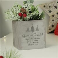 Personalised Message Christmas Tree Concrete Planter