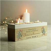 Personalised Message Foliage Tea Lights Christmas Decoration