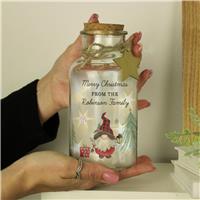 Personalised Message Gonk Glass Jar LED Christmas Decoration