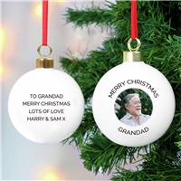 Personalised Message Photo Upload Christmas Bauble