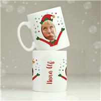 Personalised Message Photo Upload Christmas Elf Mug