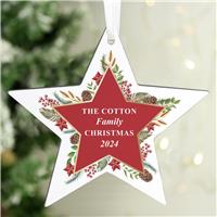 Personalised Message Wooden Star Christmas Tree Decoration