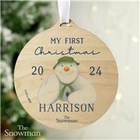 Personalised Message Snowman First Christmas Tree Decoration