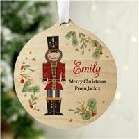 Personalised Message Wooden Nutcracker Christmas Bauble
