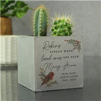 Personalised Message Robin Memorial Concrete Planter