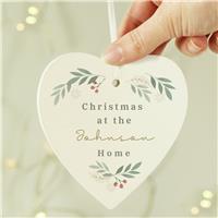 Personalised Message Foliage Heart Christmas Tree Decoration