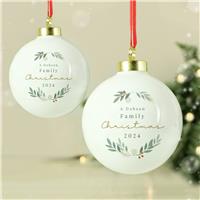 Personalised Message Foliage Christmas Bauble