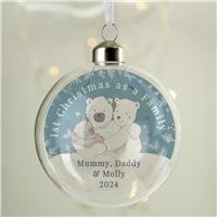 Personalised Message Glass Family Christmas Bauble