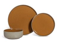 Habitat Raw Edge Speckle 12 Piece Stoneware Dinner Set-Camel