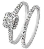 Revere 9ct White Gold 0.50ct Diamond Engagement Ring Set - M
